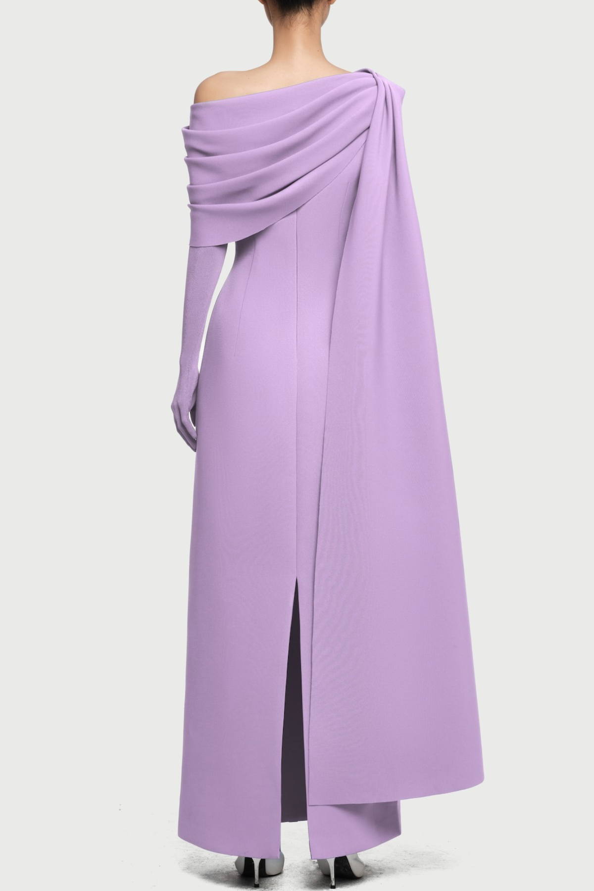 Chesley Asymmetrical Draped Flap Maxi Dress - Purple