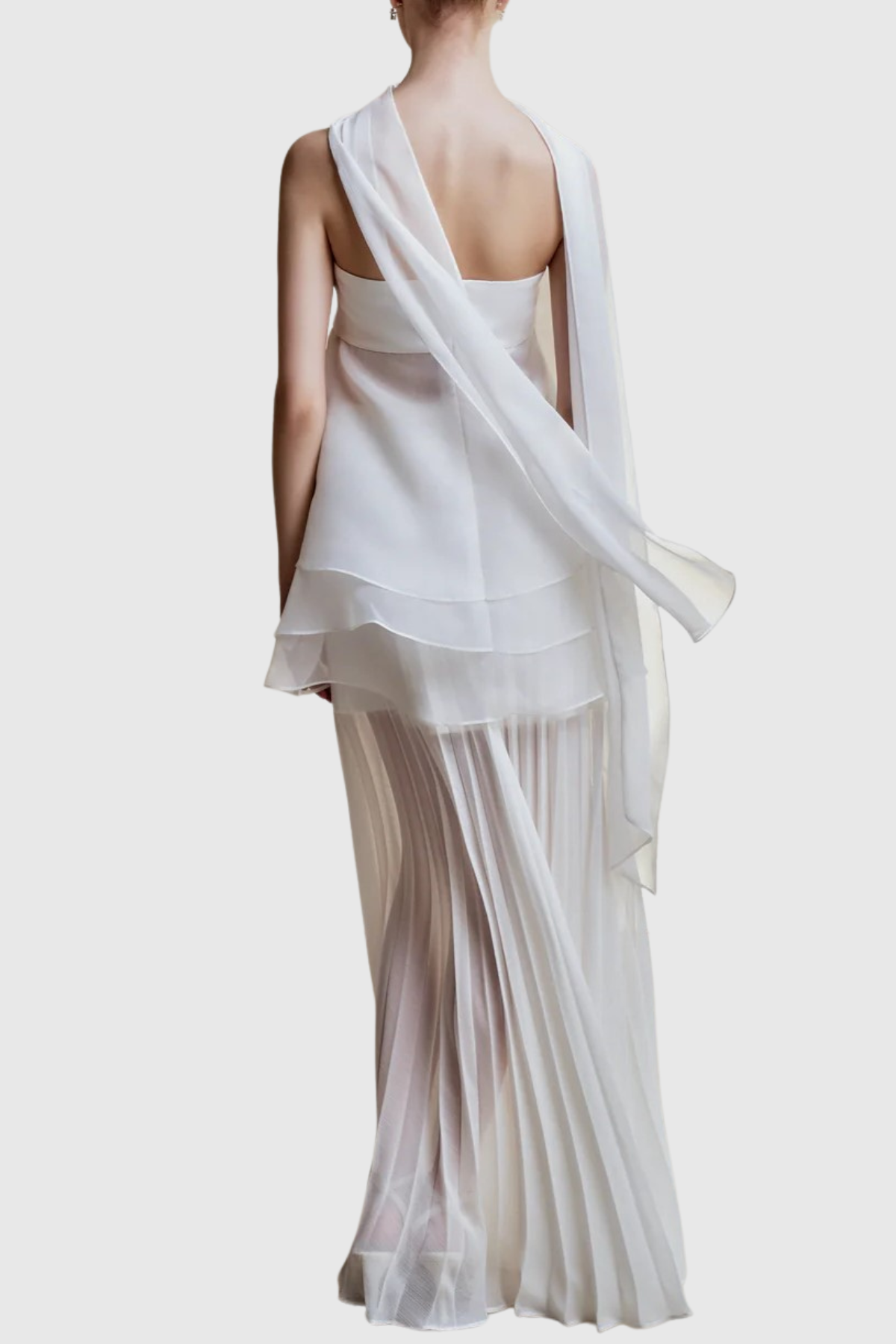 Citrine Floral Strapless Pleated Maxi Dress