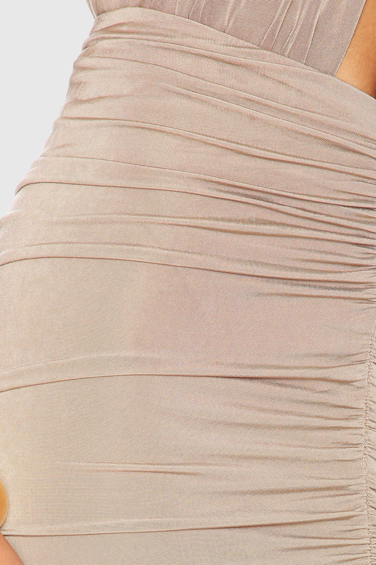 Citrine Halter Ruched Maxi Dress - Beige
