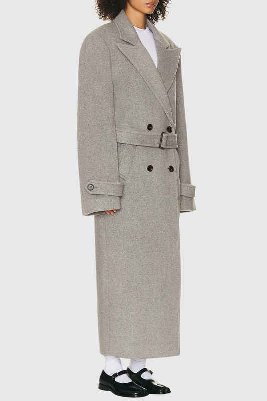 Clayta Wrapped Belted Coat - Grey
