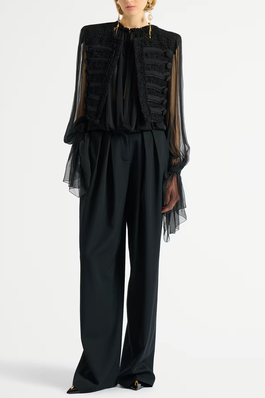 Connie Tweed Chiffon Jacket - Black
