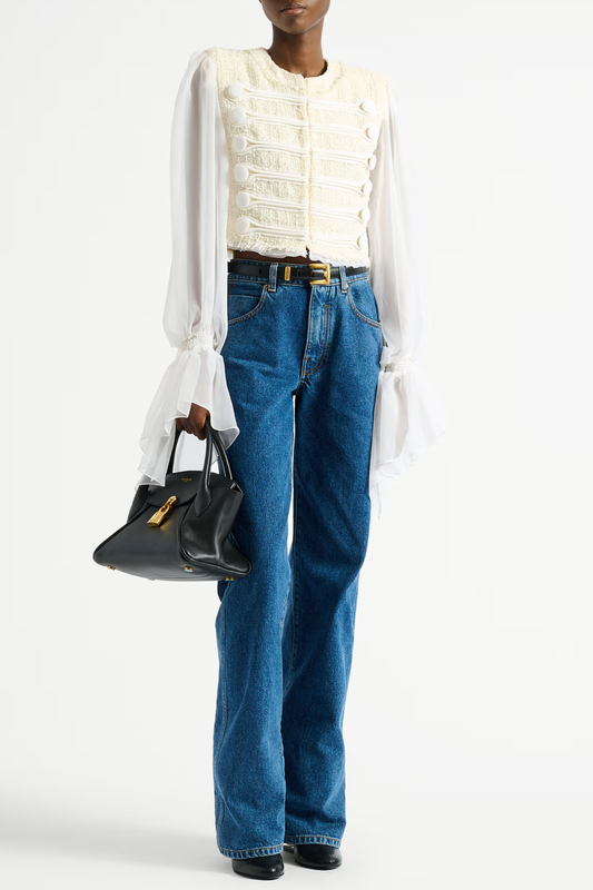 Connie Tweed Chiffon Jacket - White