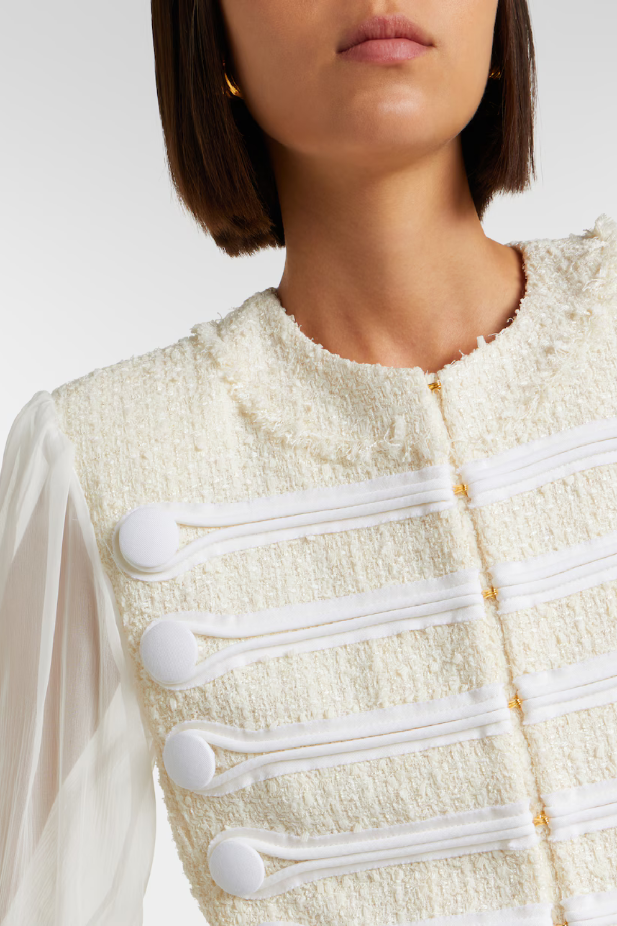 Connie Tweed Chiffon Jacket - White