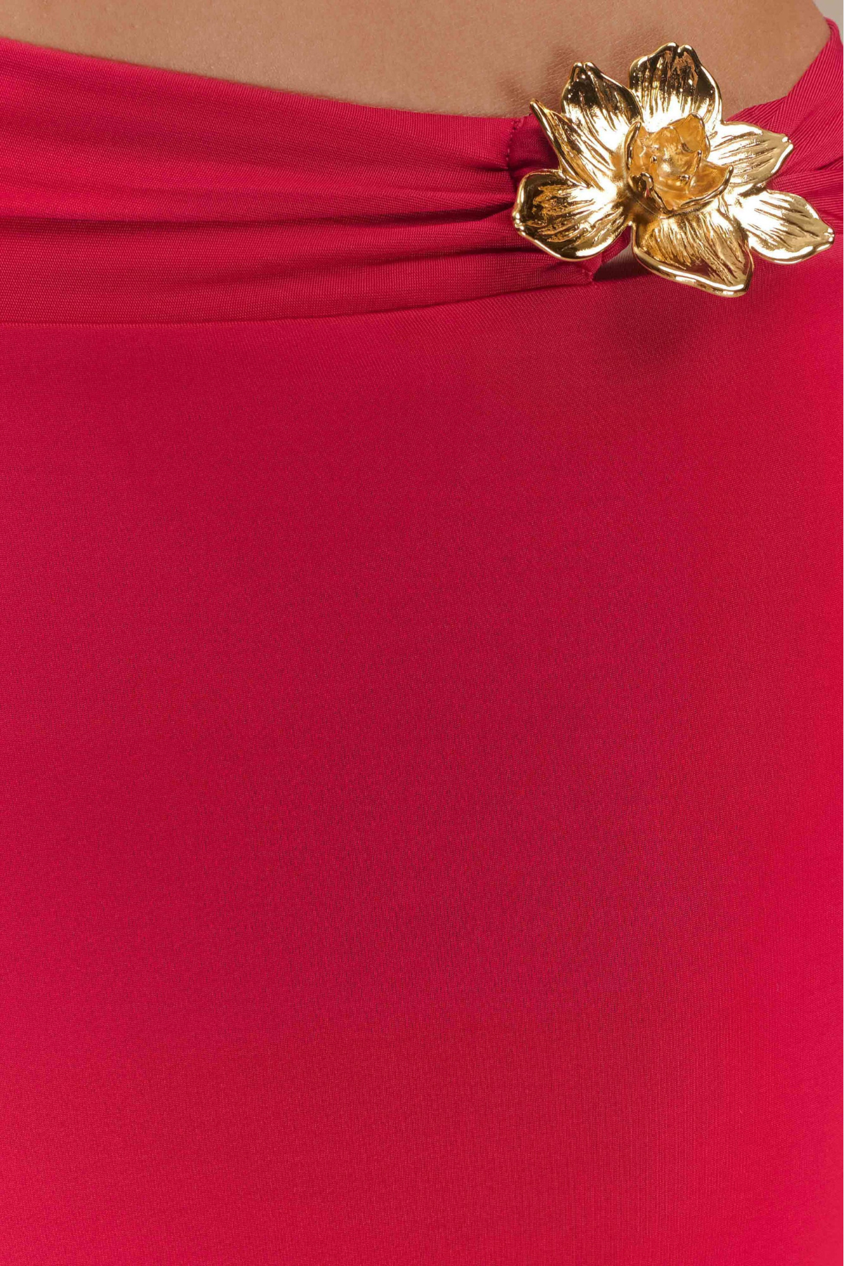 Cornela Floral Embellished Top & Maxi Skirt Set - Red