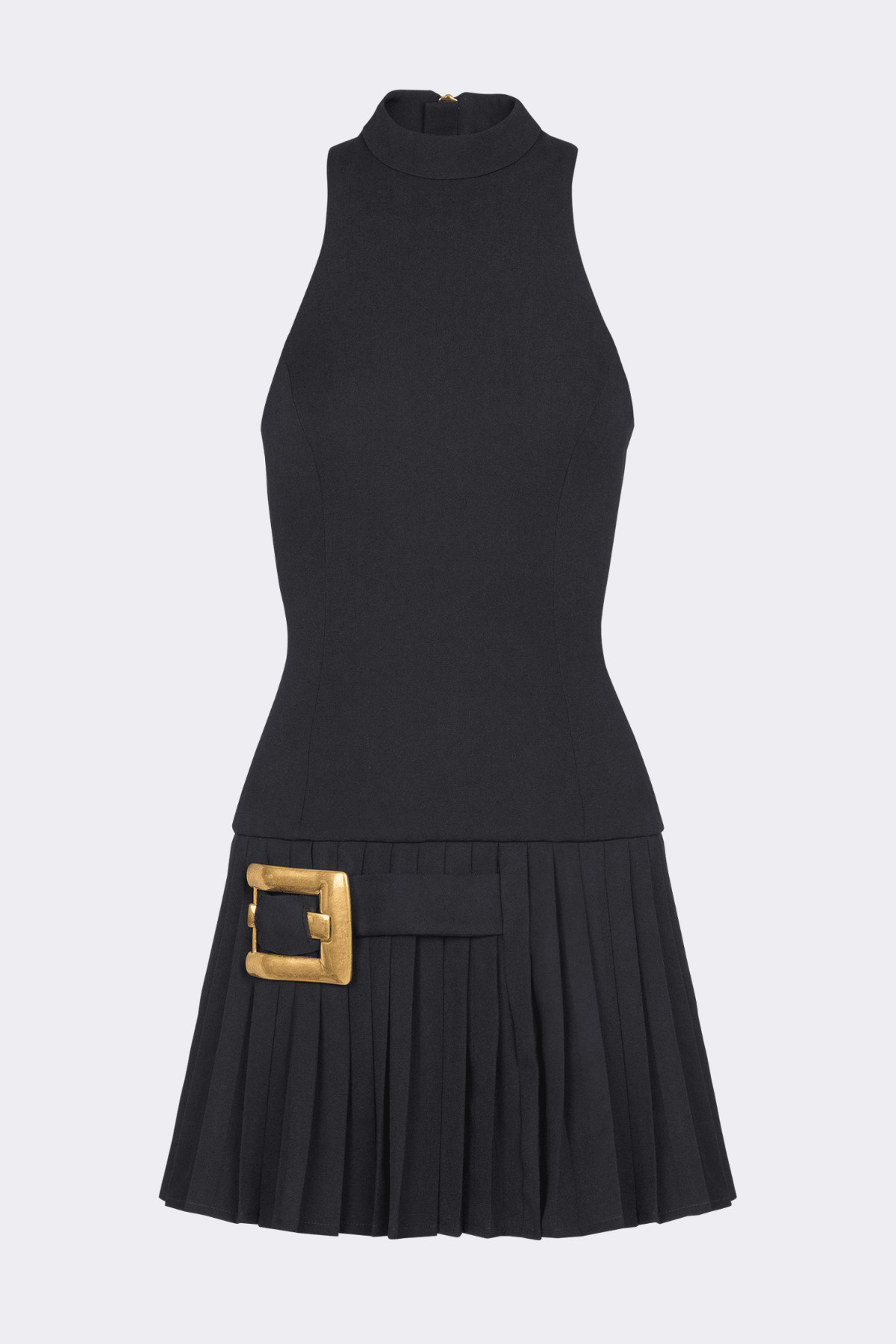 Darral Sleeveless Belted Pleated Mini Dress - Black