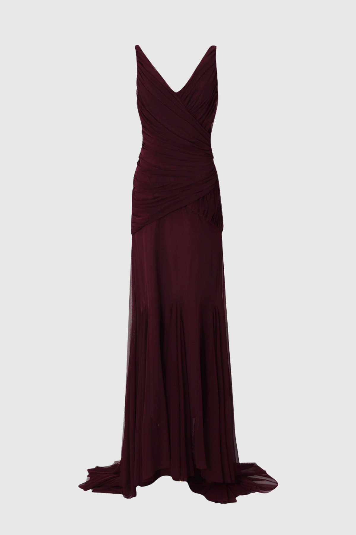 Darya Ruched Mermaid Maxi Dress - Wine