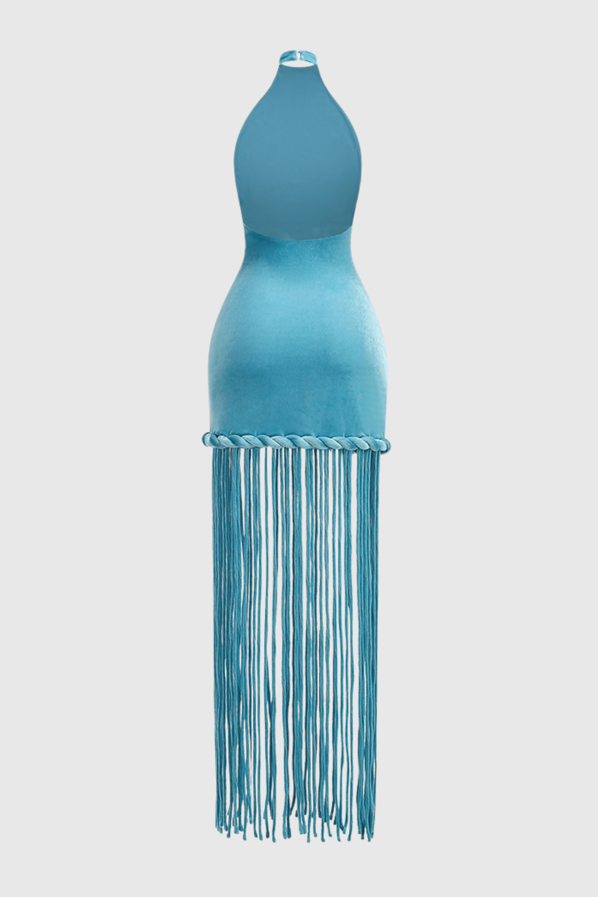 Datara Halter Rope Fringe Maxi Dress - Blue