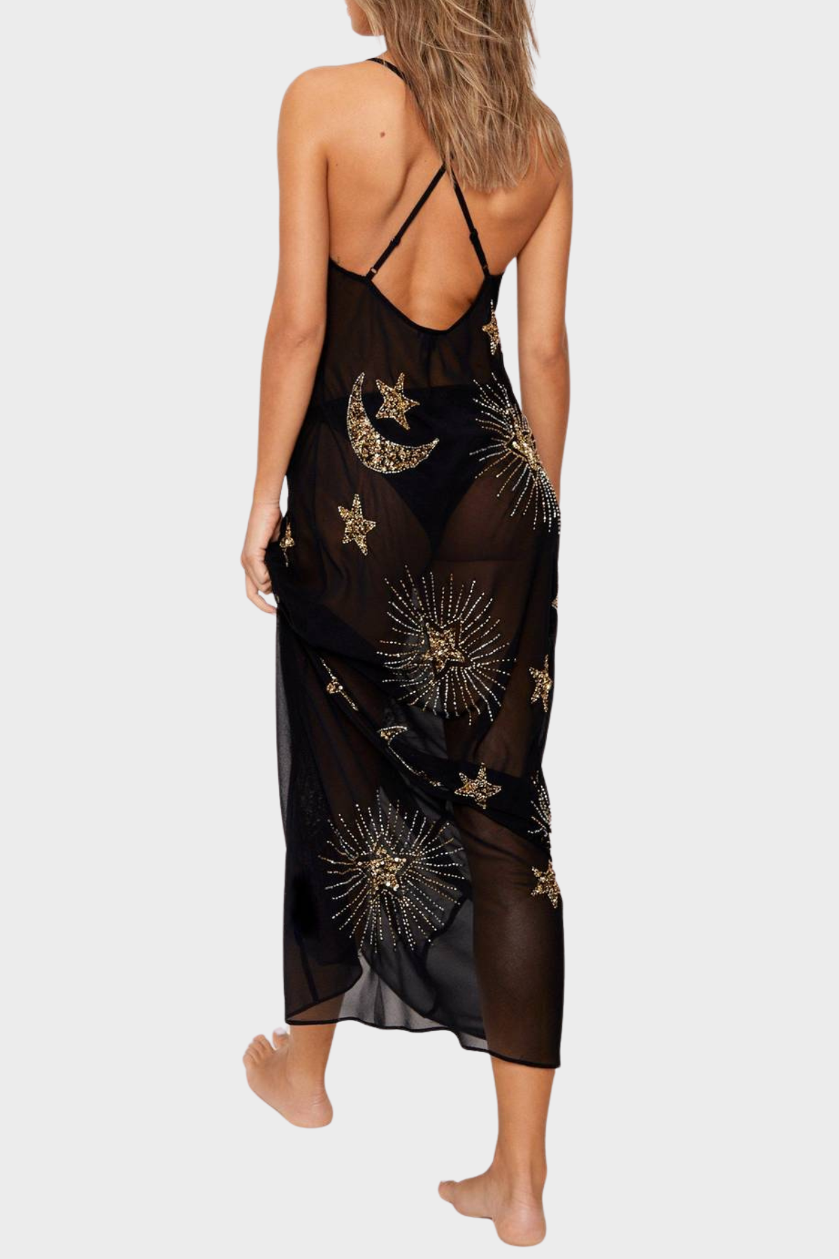 Delta Sequin Embellished Maxi Dress - Black