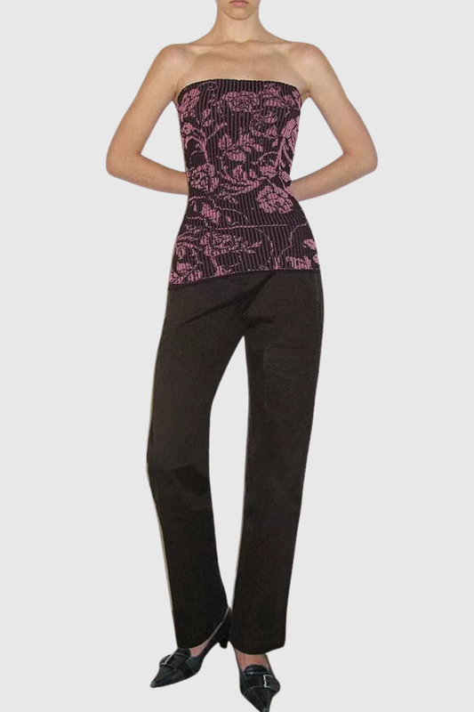 Dinoa Rose Strapless Knit Top - Pink