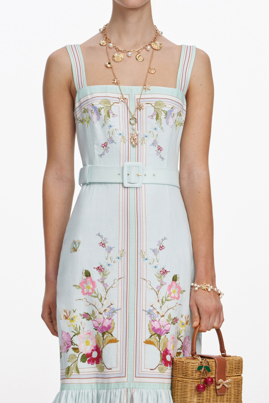 Doeia Floral Print Belted Midi Dress