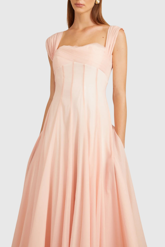 Dolors Flounced Midi Dress - Pink
