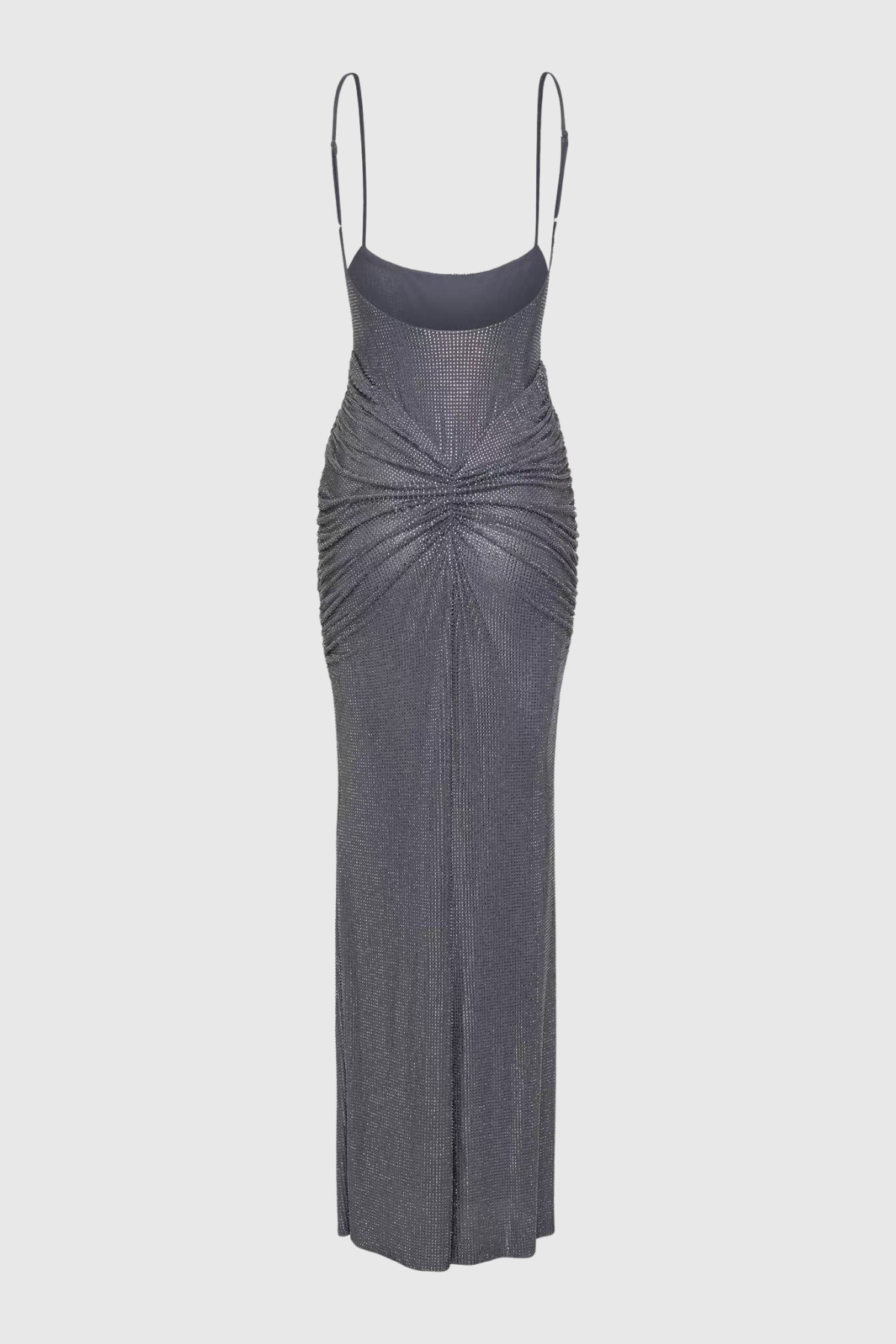 Dominica Crystal Embellished Ruched Maxi Dress - Grey