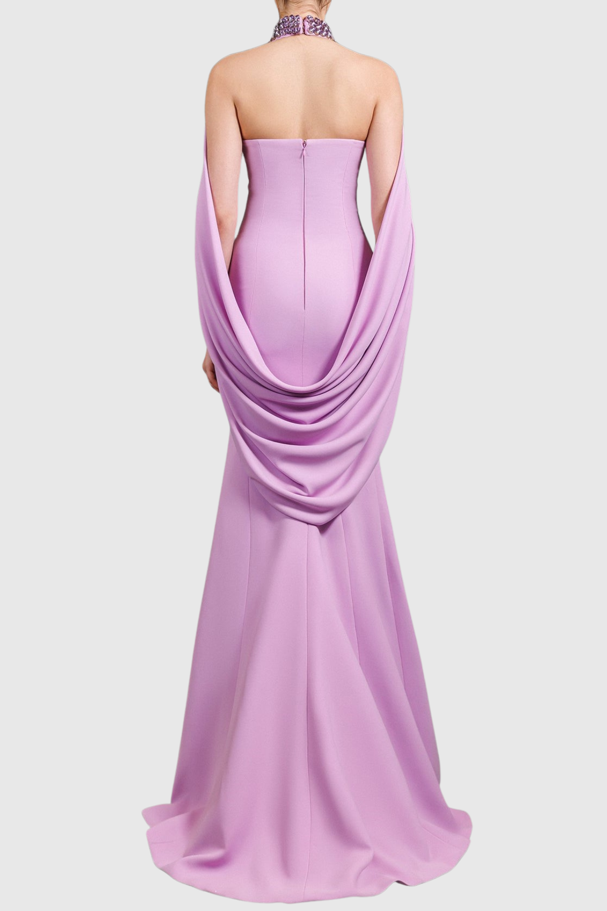 Eckste Diamante Embellished Draped Maxi Dress