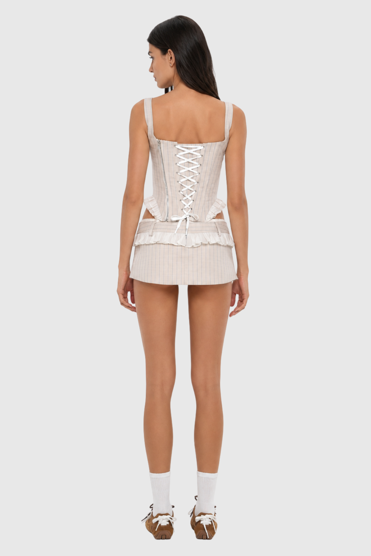 Edaya Stripe Corset & Mini Skirt Set