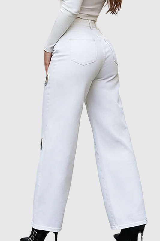 Eianne Eyelets Jeans - White