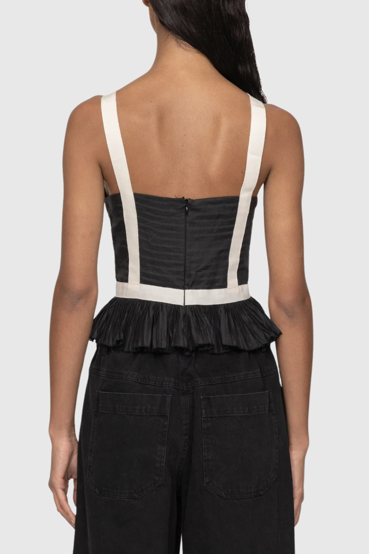 Eleanore V-neck Bow Top - Black