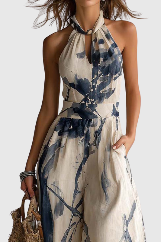 Elevav Halter Ink Print Jumpsuit