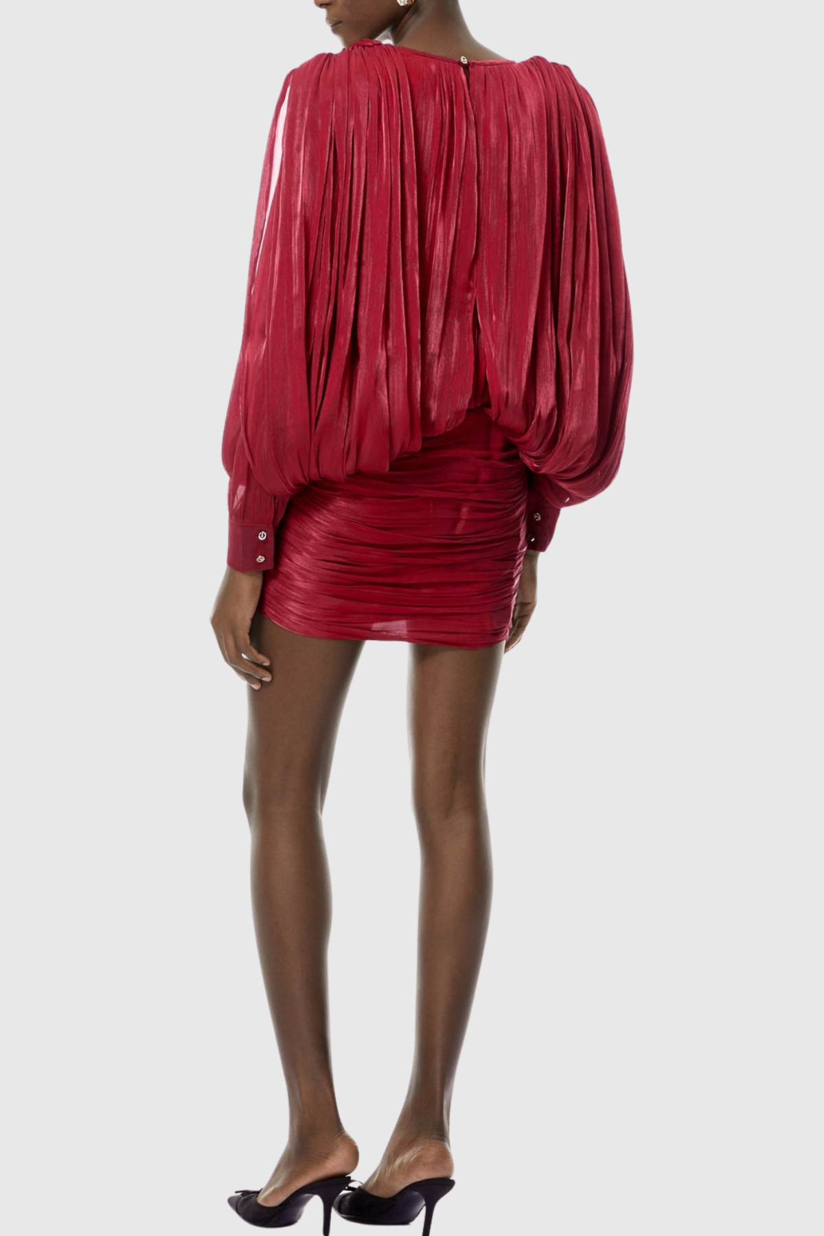 Elona Ruched Bodycon Mini Dress - Red