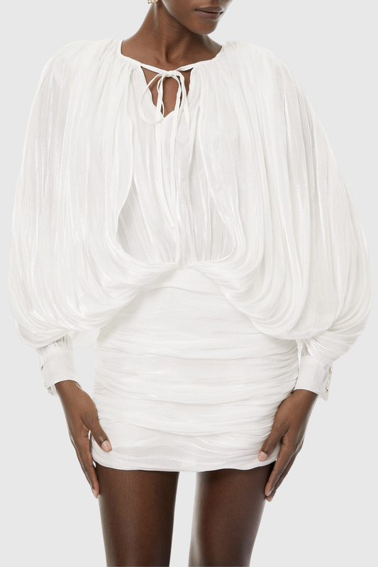 Elona Ruched Bodycon Mini Dress - White