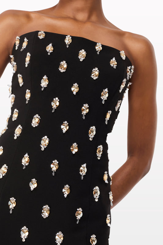 Emman Crystal Embellished Strapless Maxi Dress