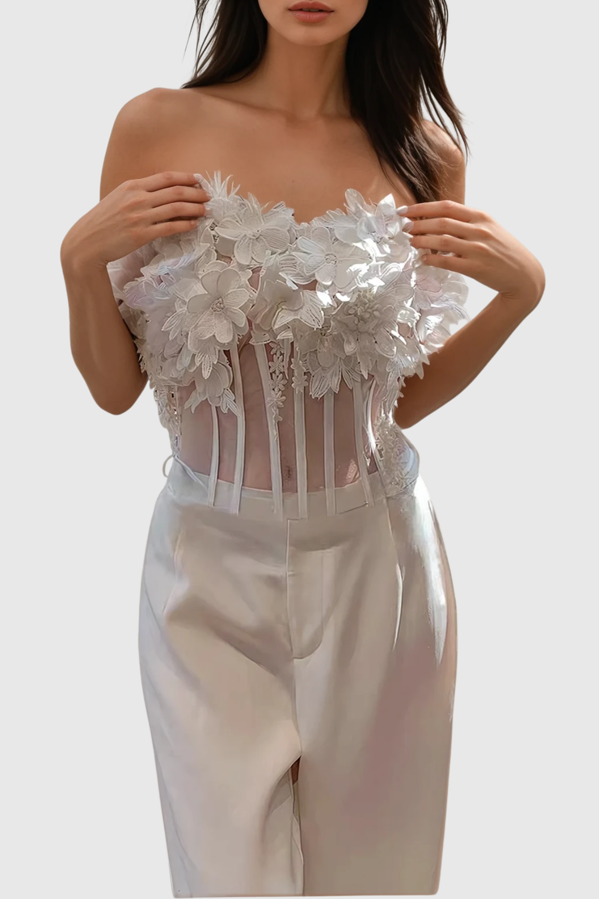 Engel Floral Appliqué Corset & Pants Set