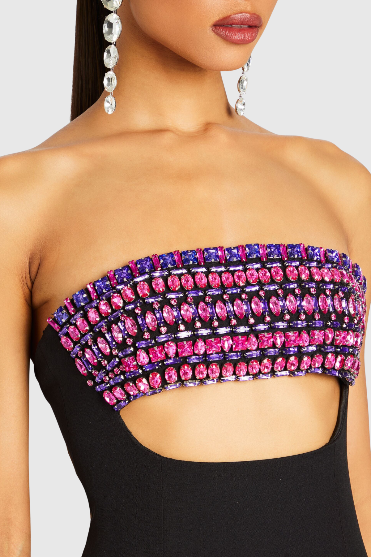 Eponine Rhinestone Strapless Cutout Mini Bandage Dress