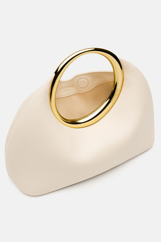 Esme Circle Leather Clutch - White