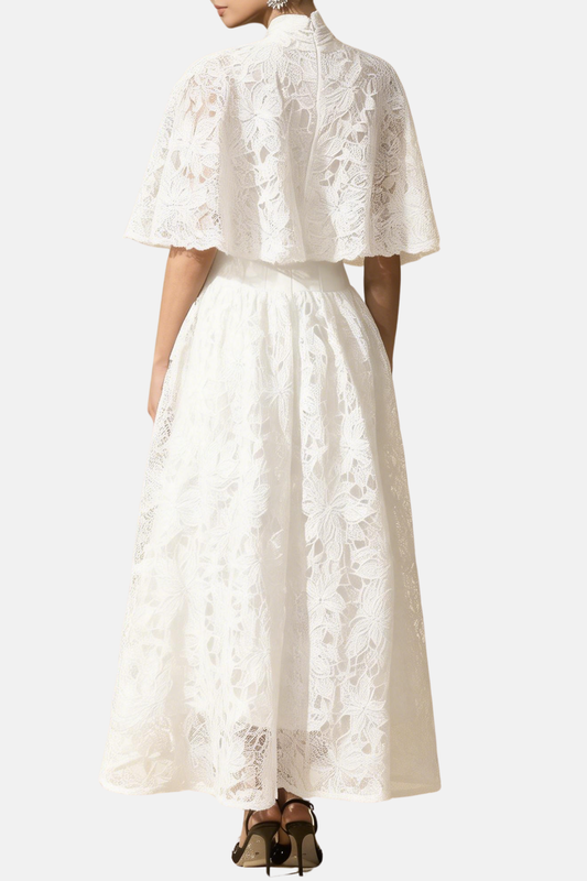 Esras Lace Bow Embellished Maxi Dress - White