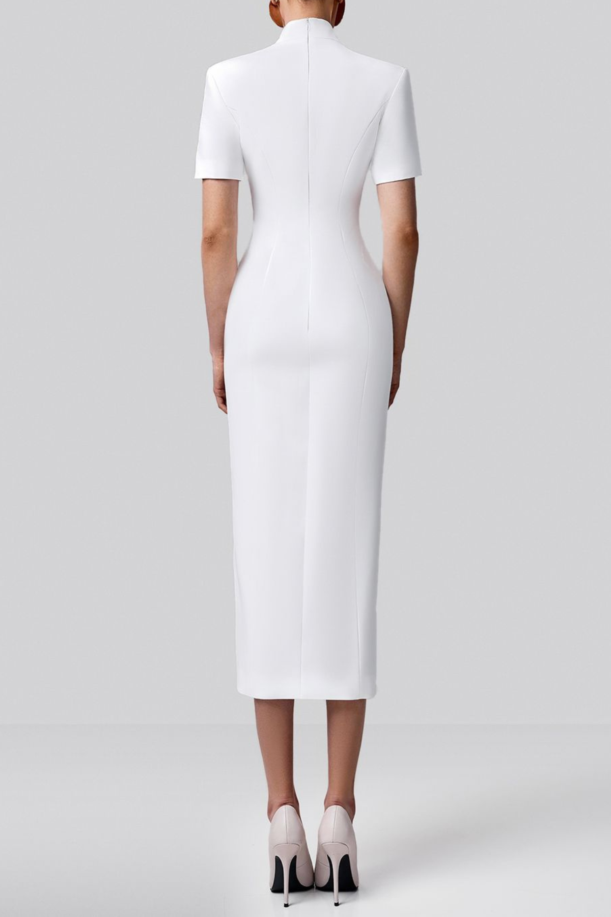 Essieya Buttoned Midi Dress - White