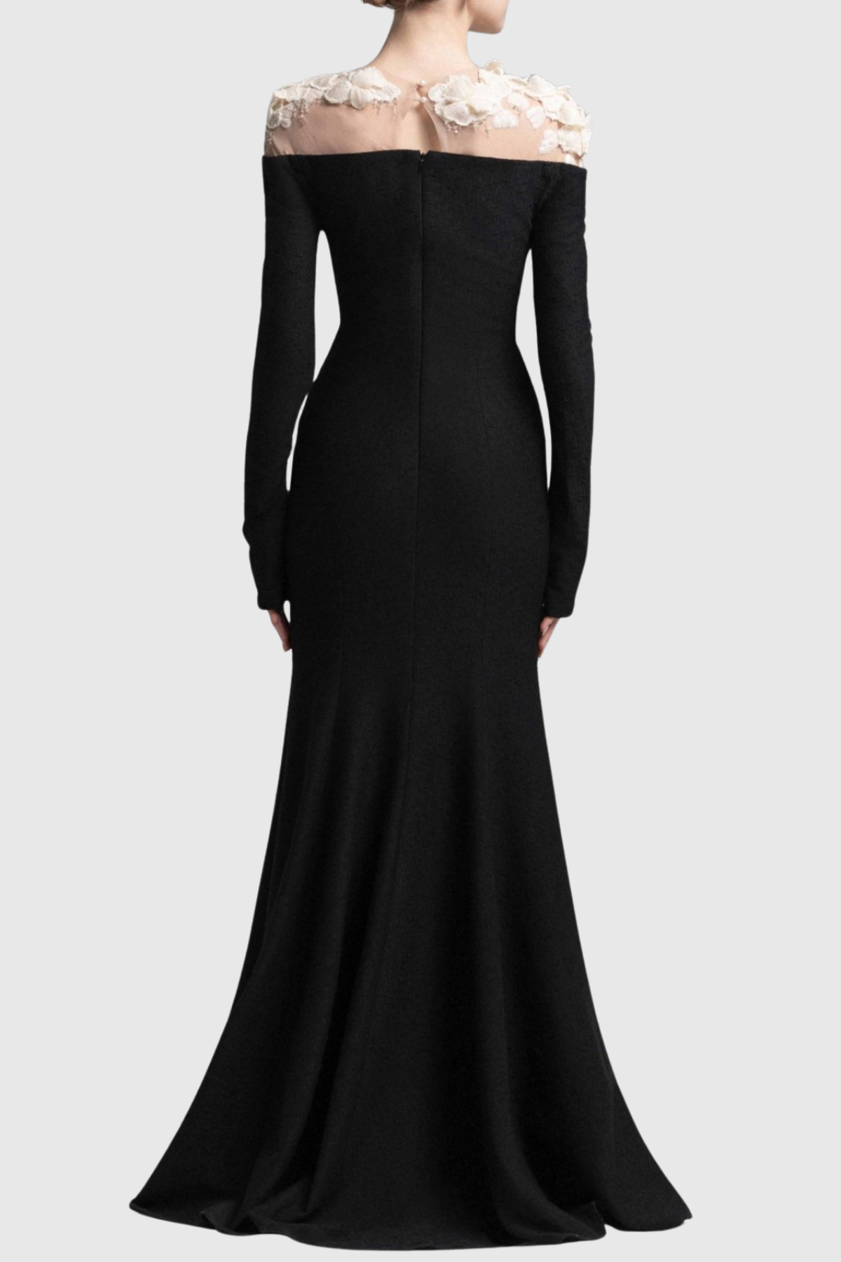 Estha Floral Embellished Draped Maxi Dress - Black