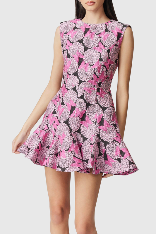 Esti Butterfly Jacquard Sleeveless Mini Dress - Pink