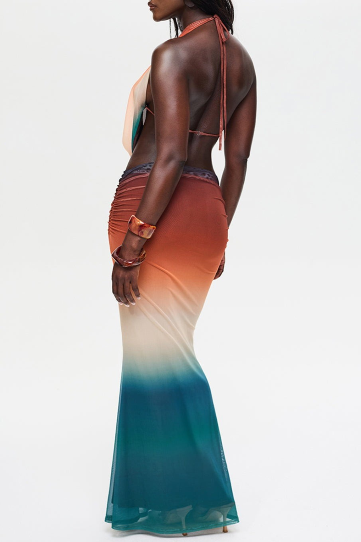 Faunia Mesh Gradient Top & Skirt Set
