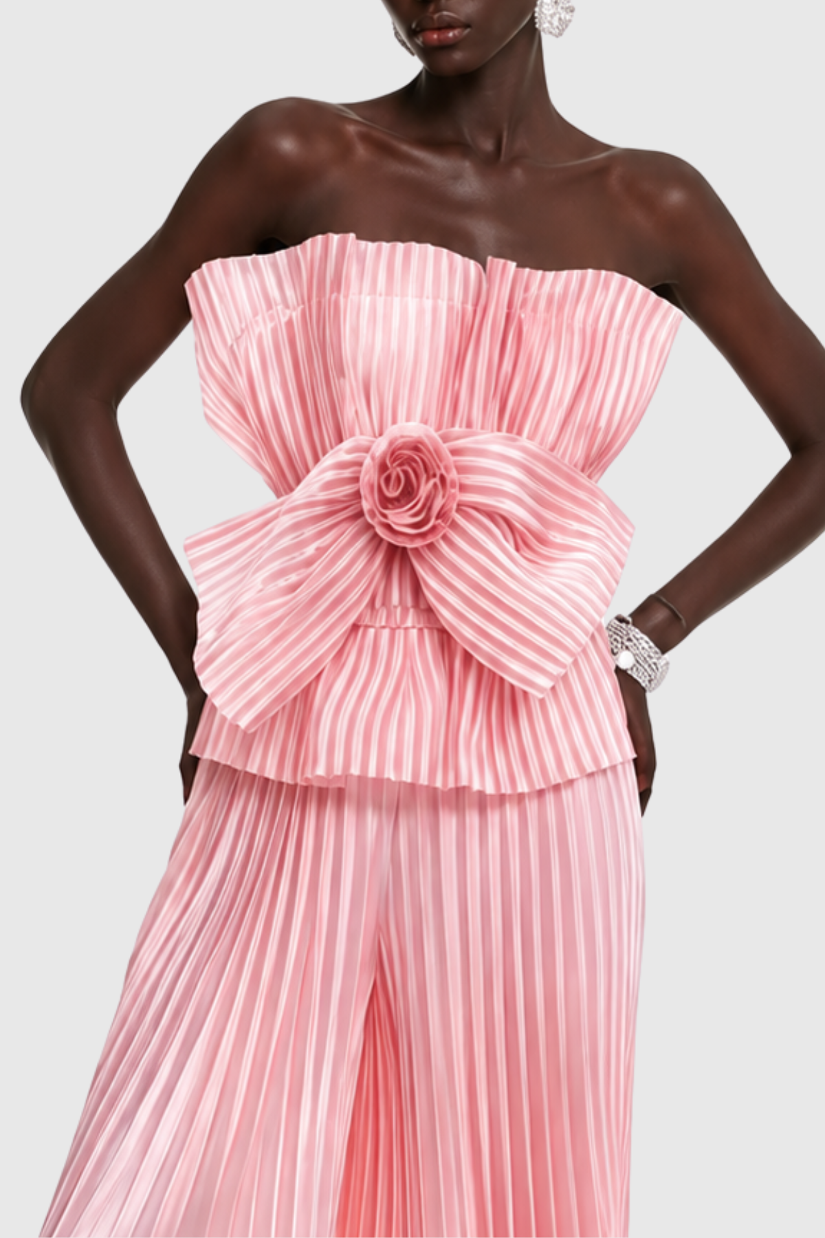 Fionra Floral Stripe Top & Pleated Pants Set