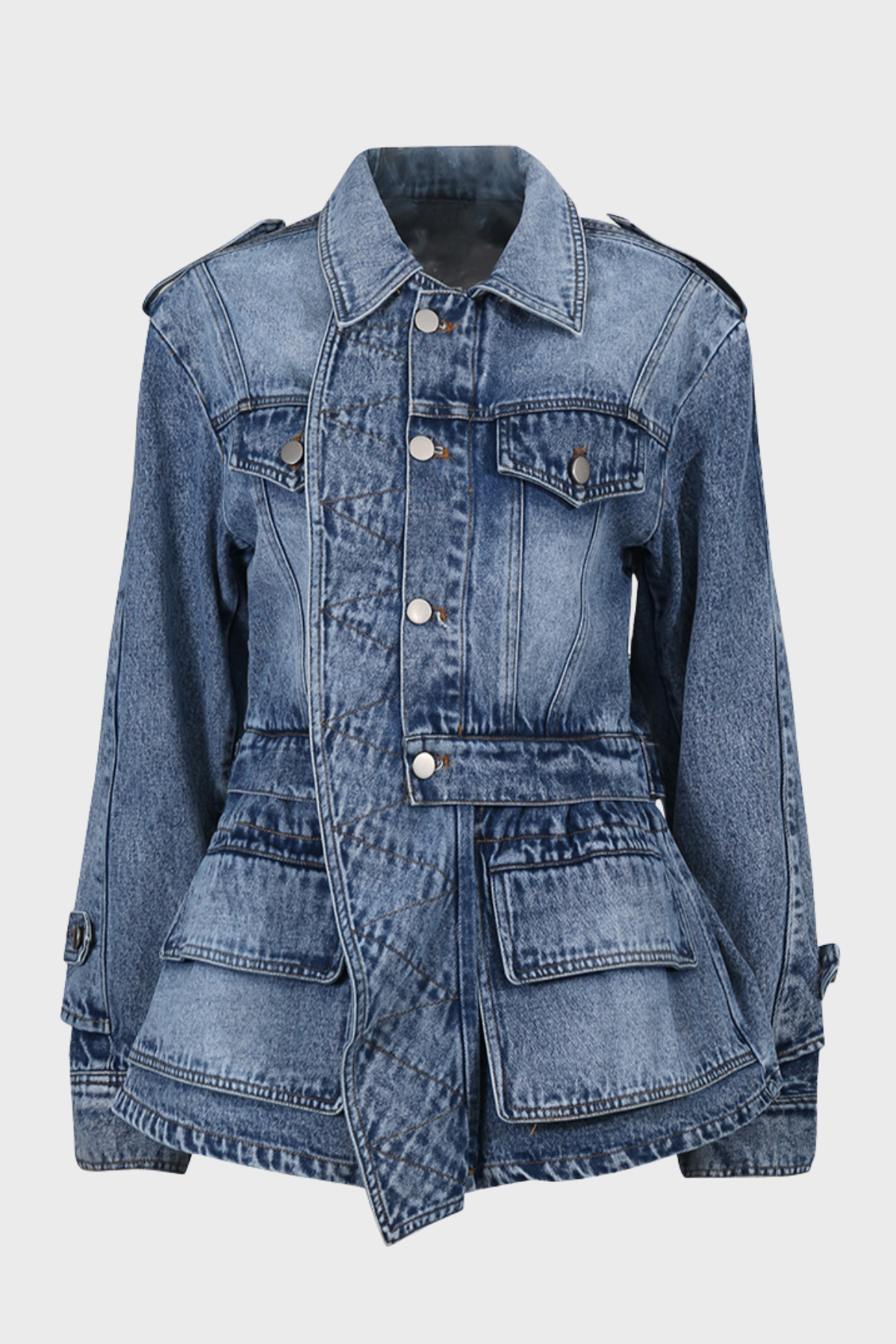 Fraser Asymmetric Ruffle Denim Jacket