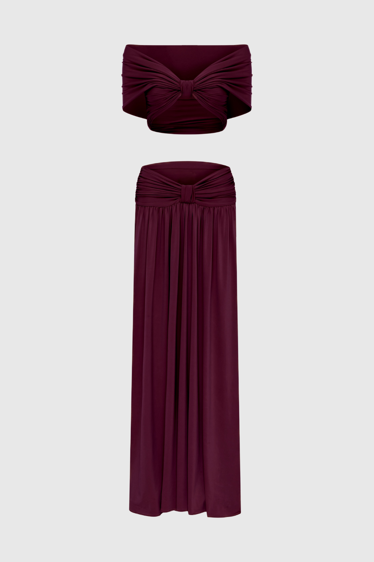 Gabriela Off Shoulder Ruched Top & Maxi Dress Set - Purple