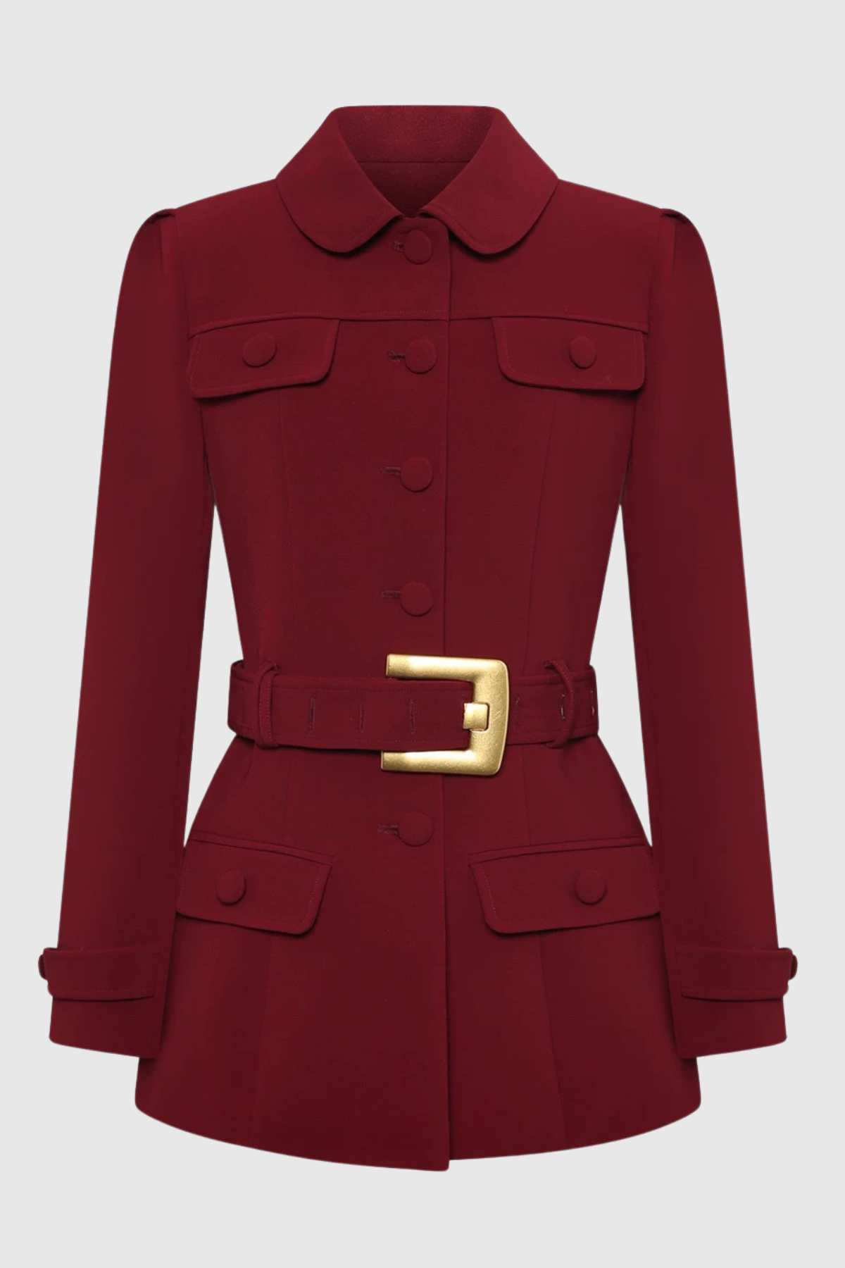 Gilesa Belted Mini Blazer Dress - Wine