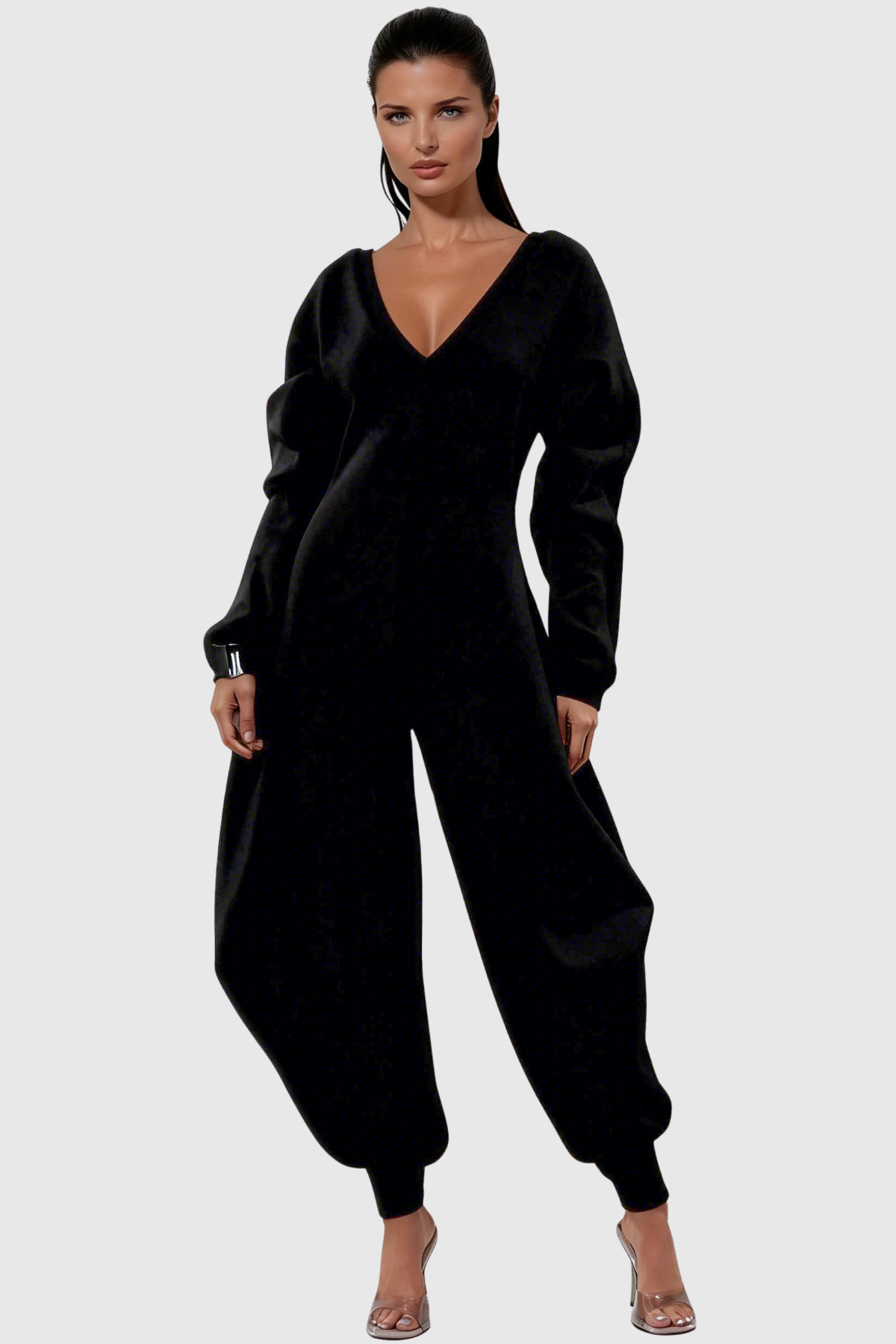 Granvia V-neck Curve Jumpsuit - Black