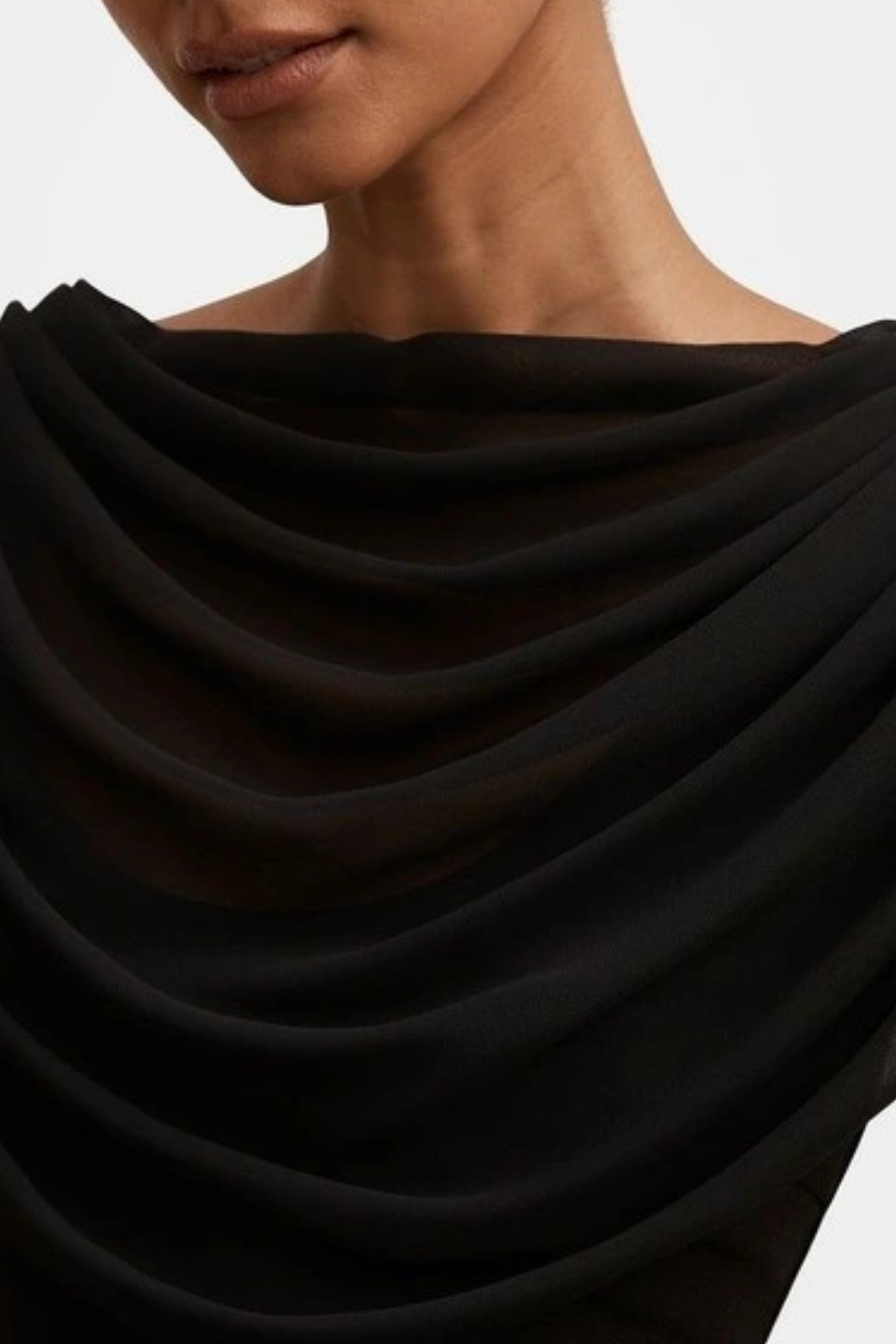 Grayse Shawl Draped Mini Dress - Black
