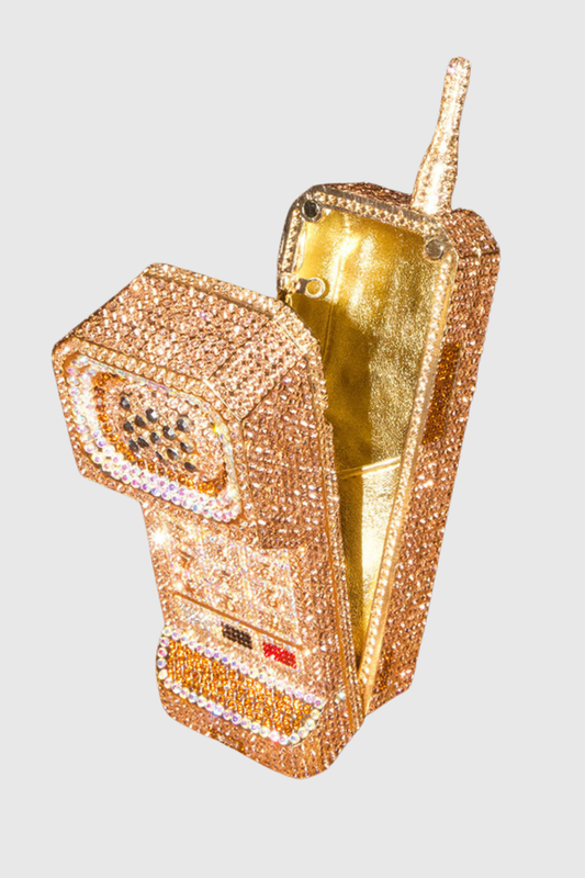 Griffin Phone Rhinestone Clutch - Gold