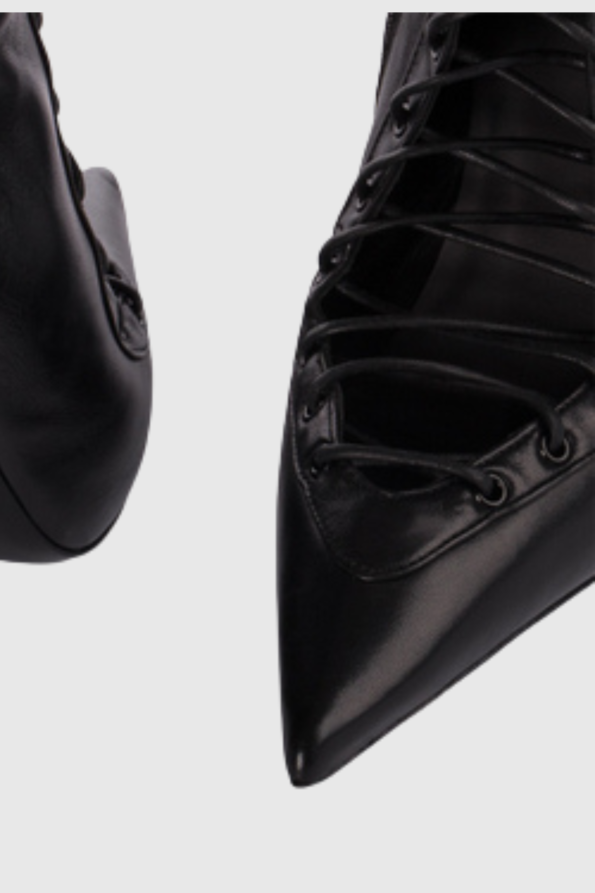Gussie Lace Up Leather Ankle Boots - Black