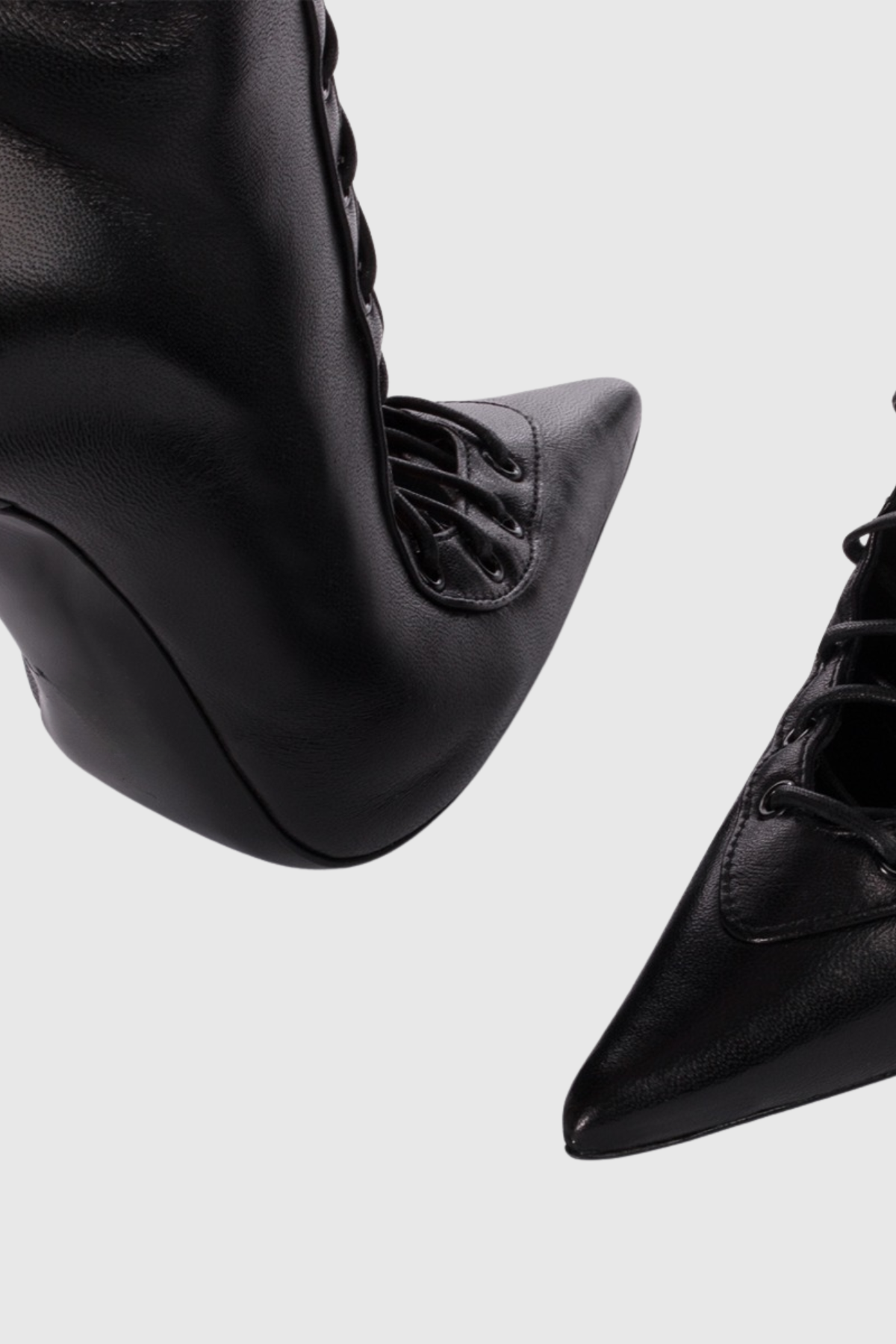 Gussie Lace Up Leather Boots - Black