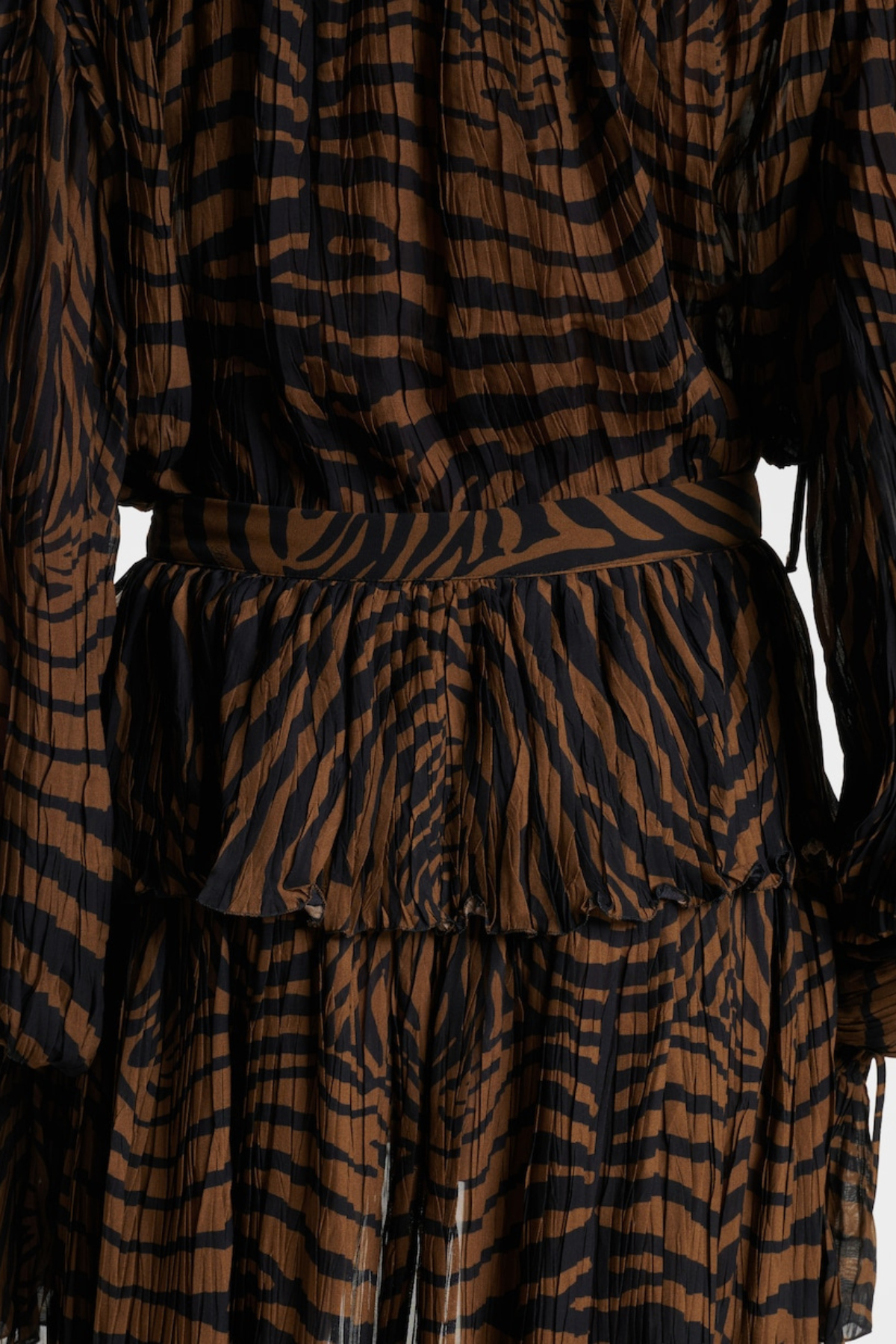 Hacint Zebra Asymmetric Ruffle Mini Skirt - Brown