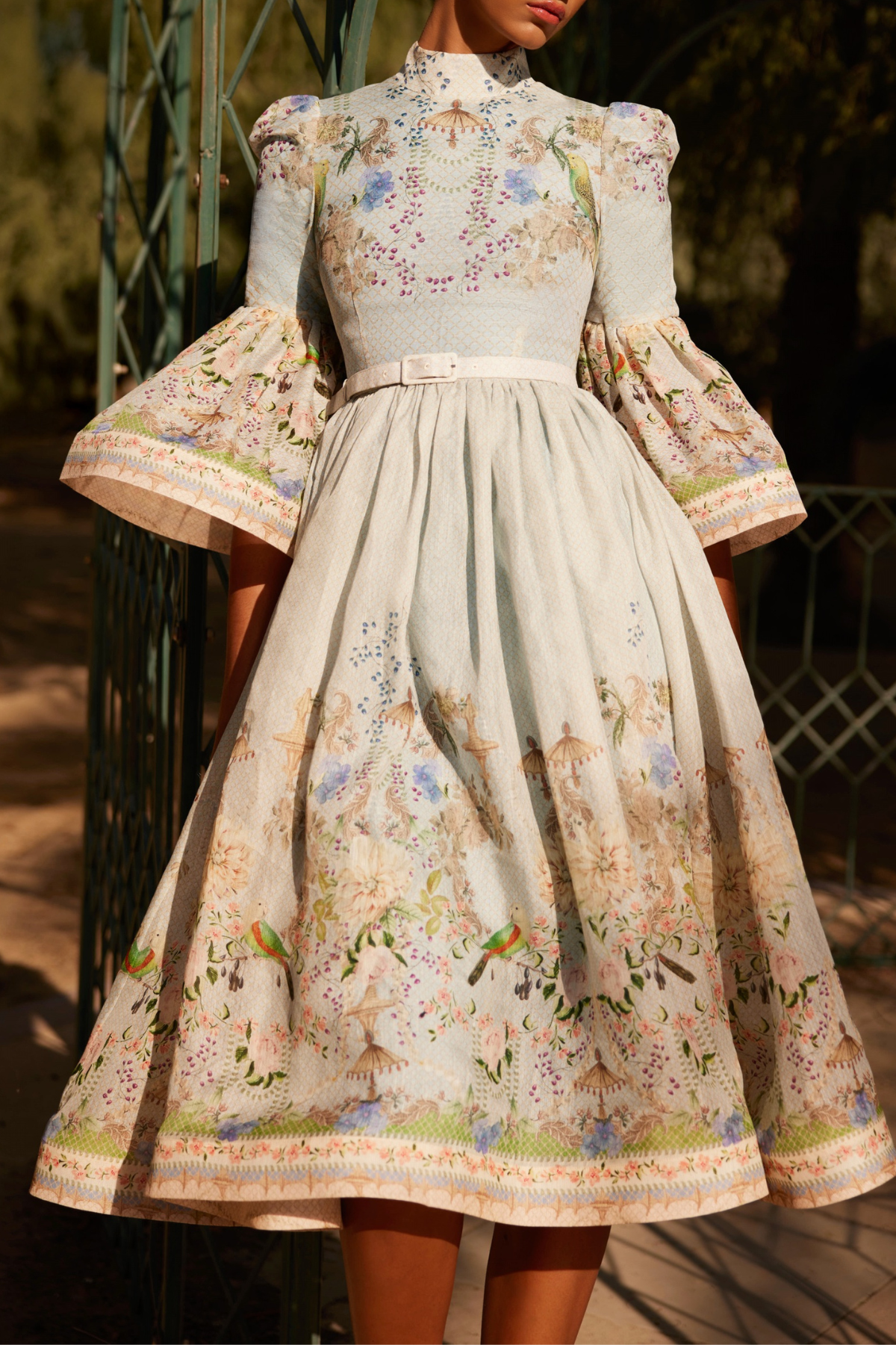 Hartina Floral Belted Midi Dress