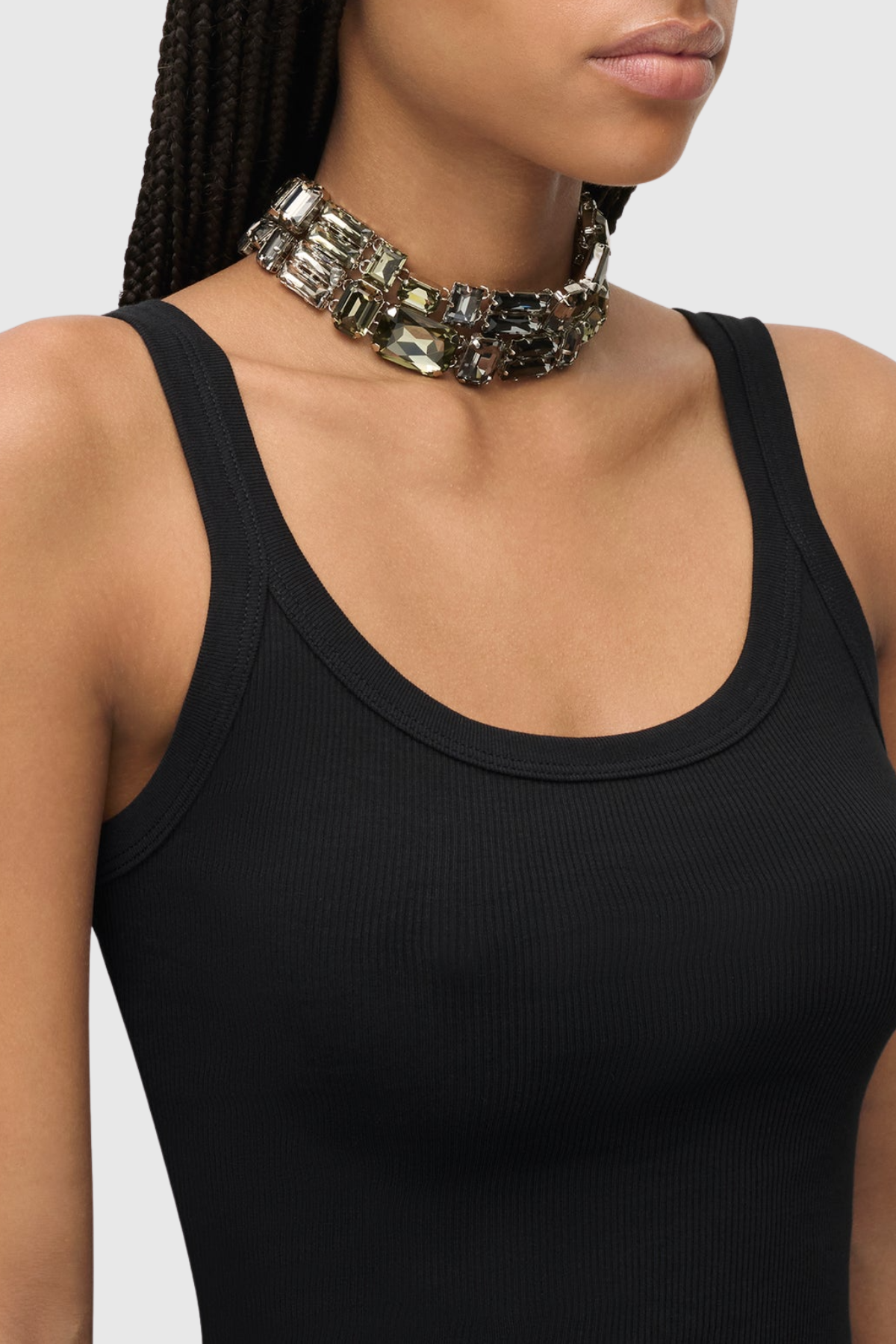 Harvio Crystal Cluster Choker Necklace - Black
