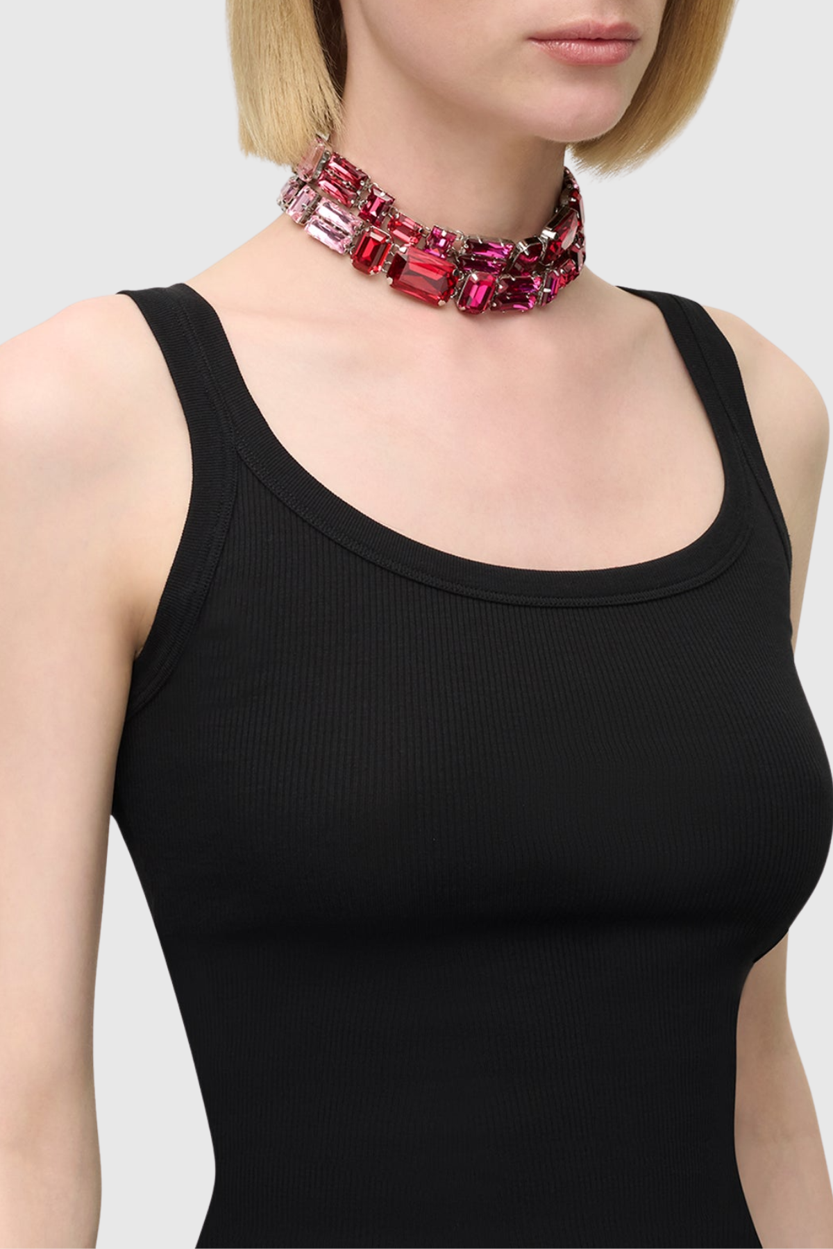 Harvio Crystal Cluster Choker Necklace - Pink