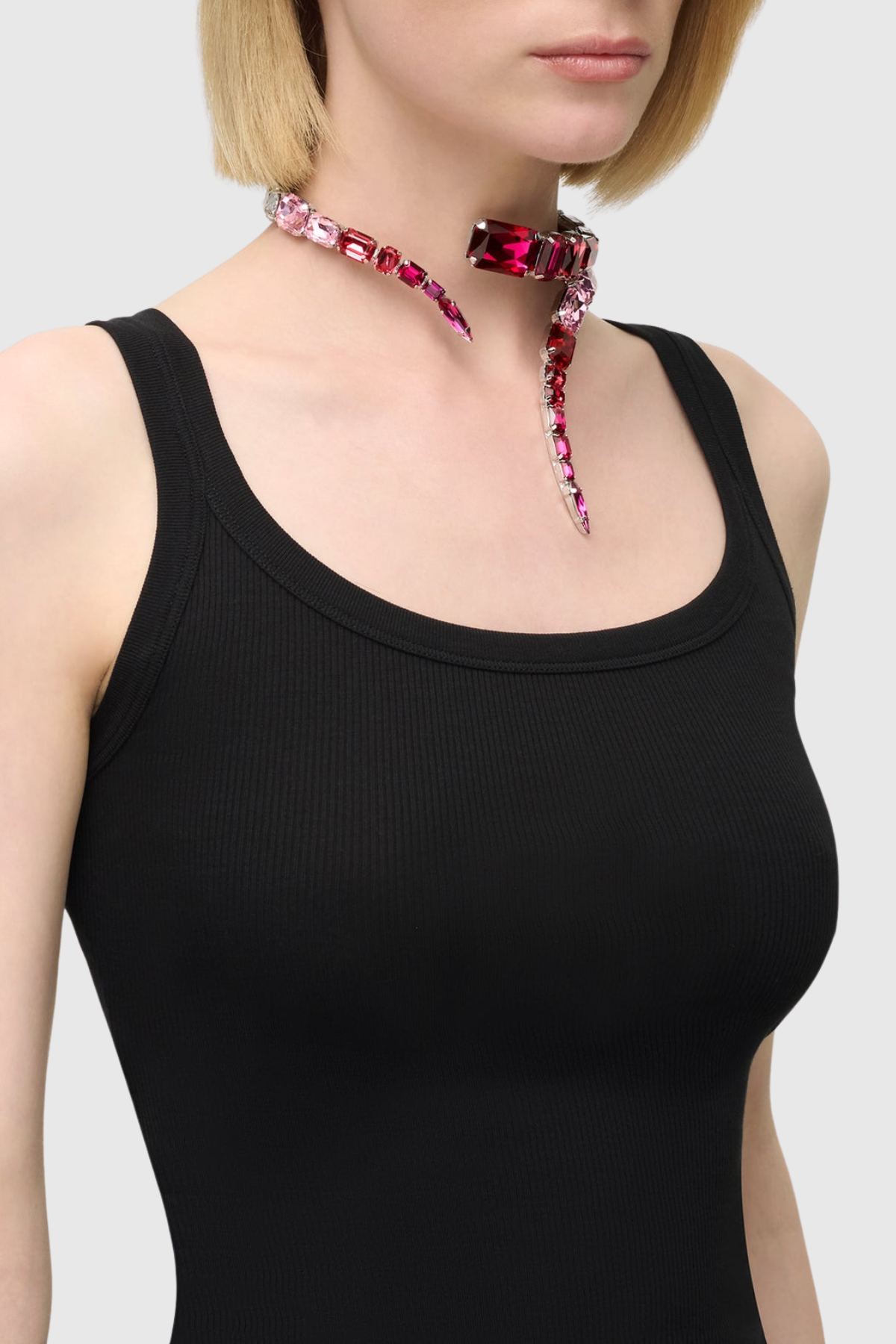 Harvio Crystal Wrap Choker Necklace - Pink