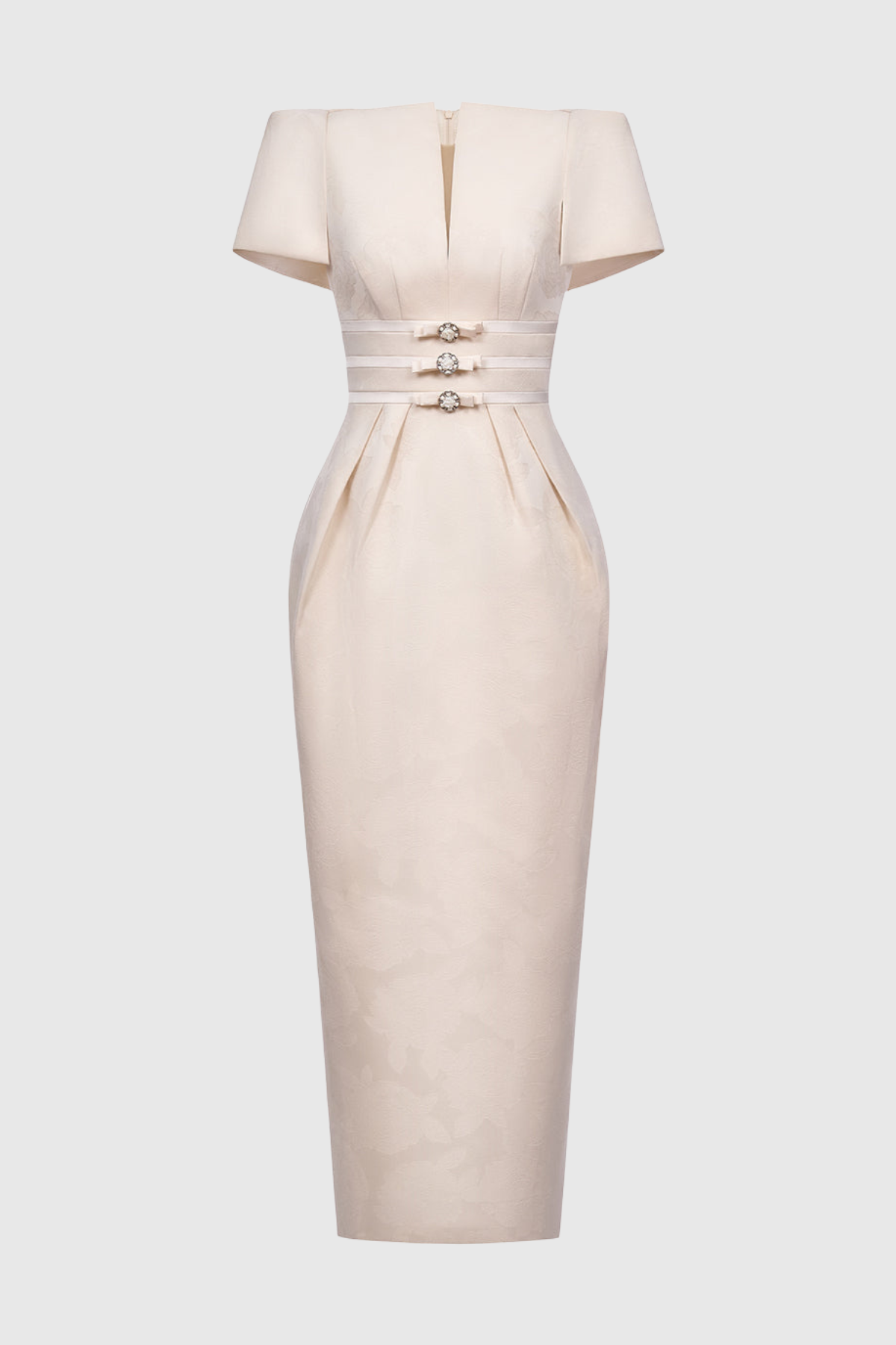 Inigra Bowknot Bleted Embellished Midi Dress