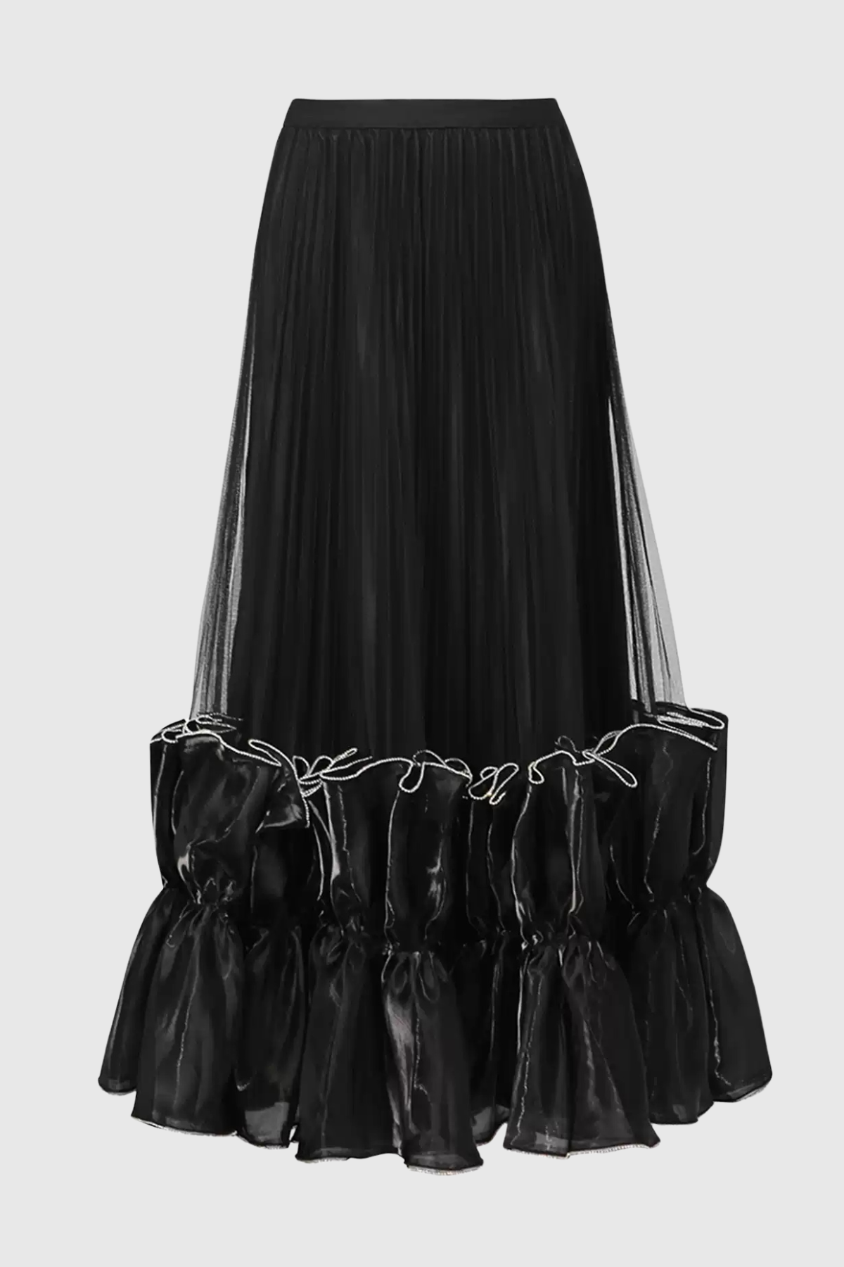 Inya Ruffle Pleated Maxi Skirt - Black