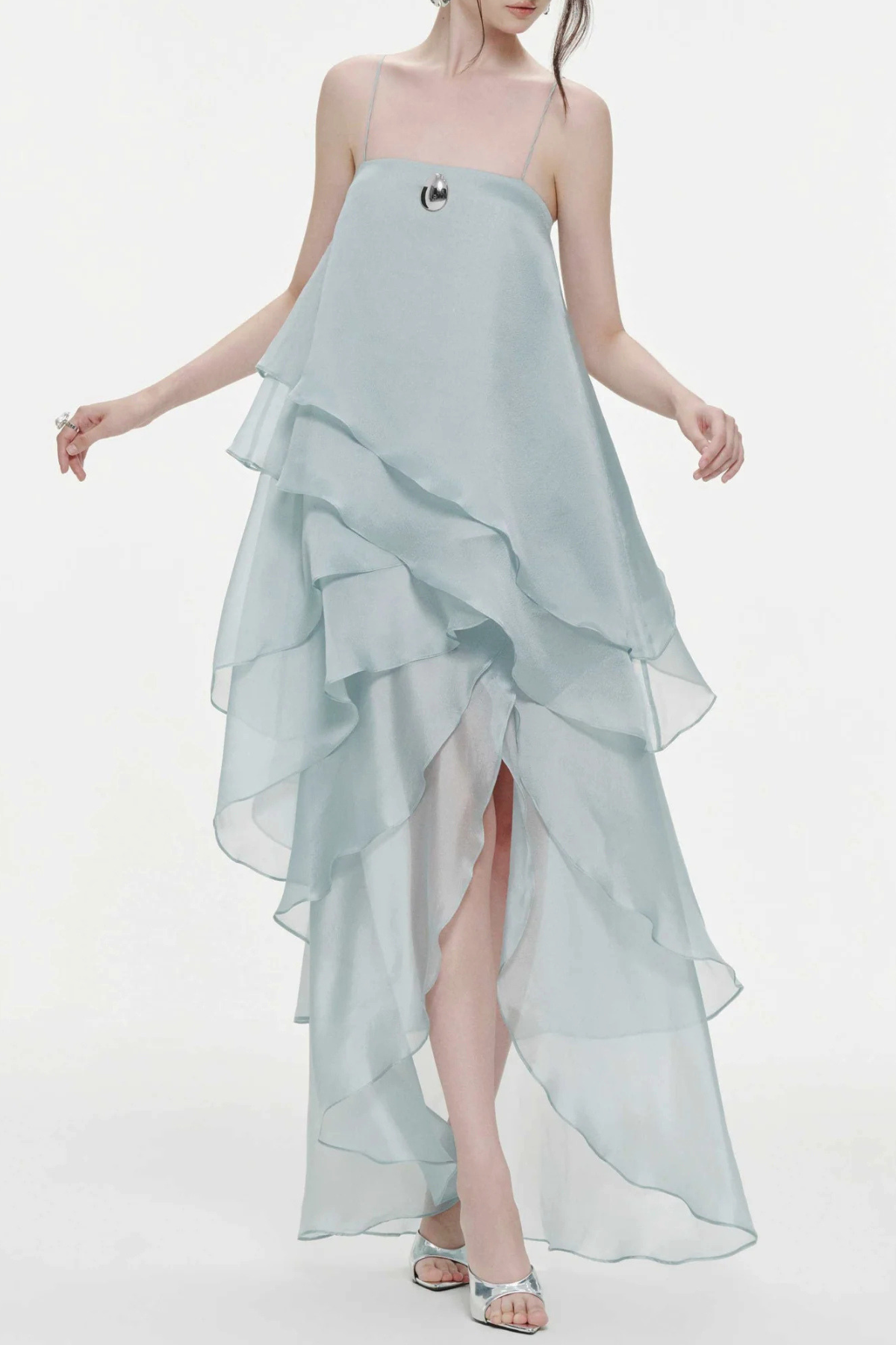 Isabeau Asymmetric Layer Maxi Dress - Blue