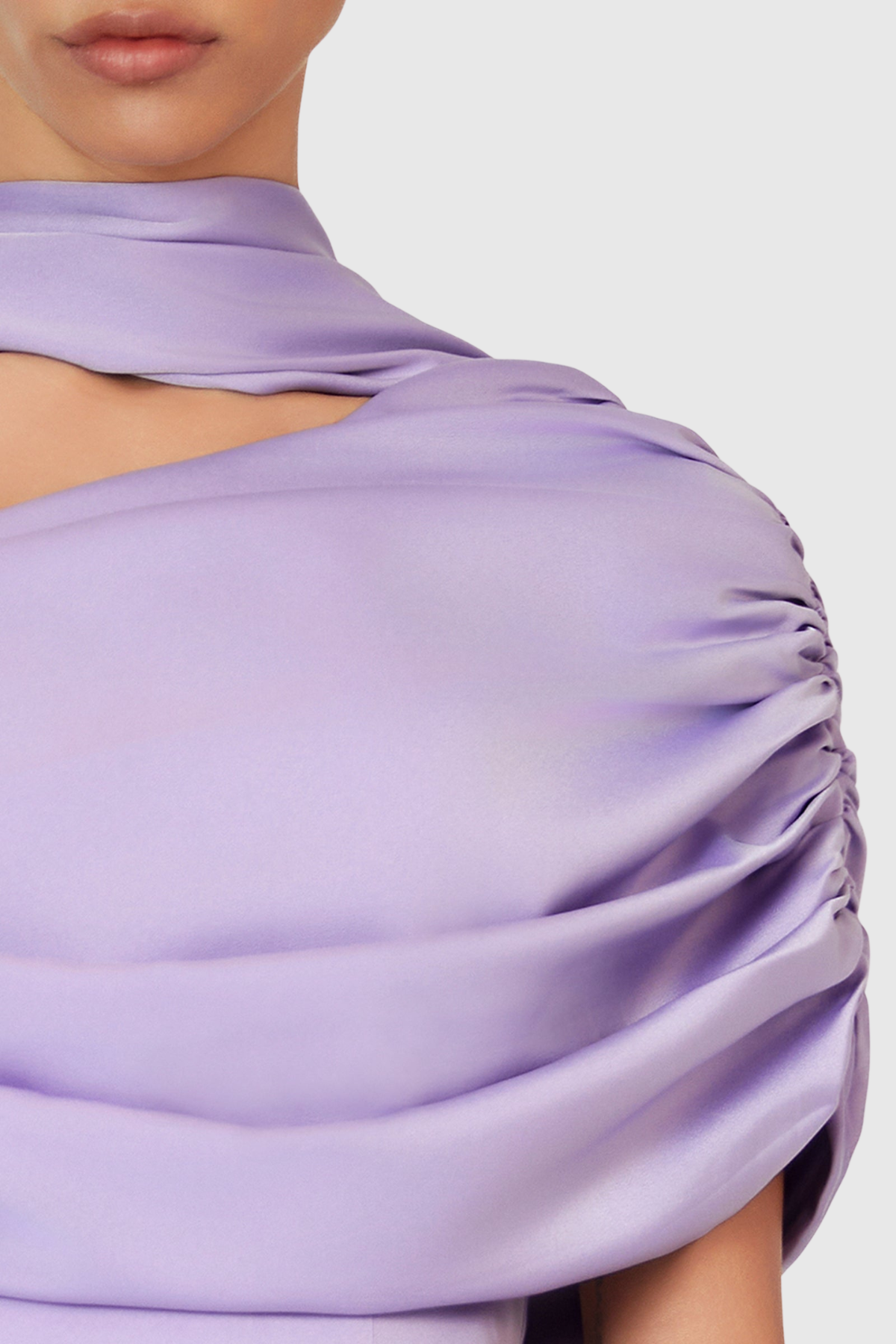 Jacinto Off Shoulder Pleated Satin Maxi Dress - Purple